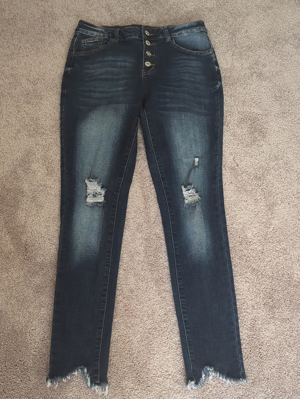 Dark Wash Distressed High-Rise Women’s Jeans